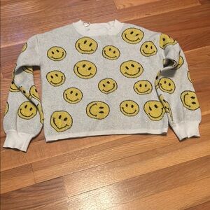 Cupcakes & Cashmere Gray and Yellow Crew Neck Sweater